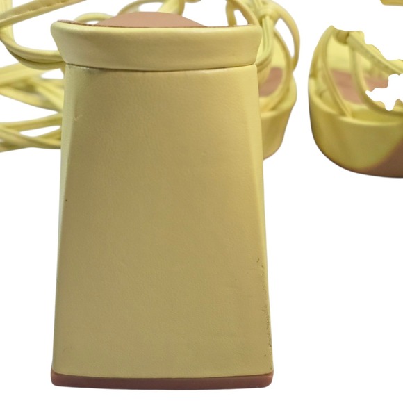 Urban Revivo‎ Womens Yellow Strappy Platform Block Heel Maximalist Size 6.5 90s - Picture 9 of 11